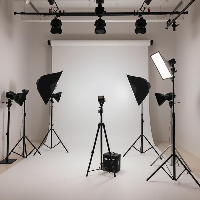 Modern photo studio setup with lights